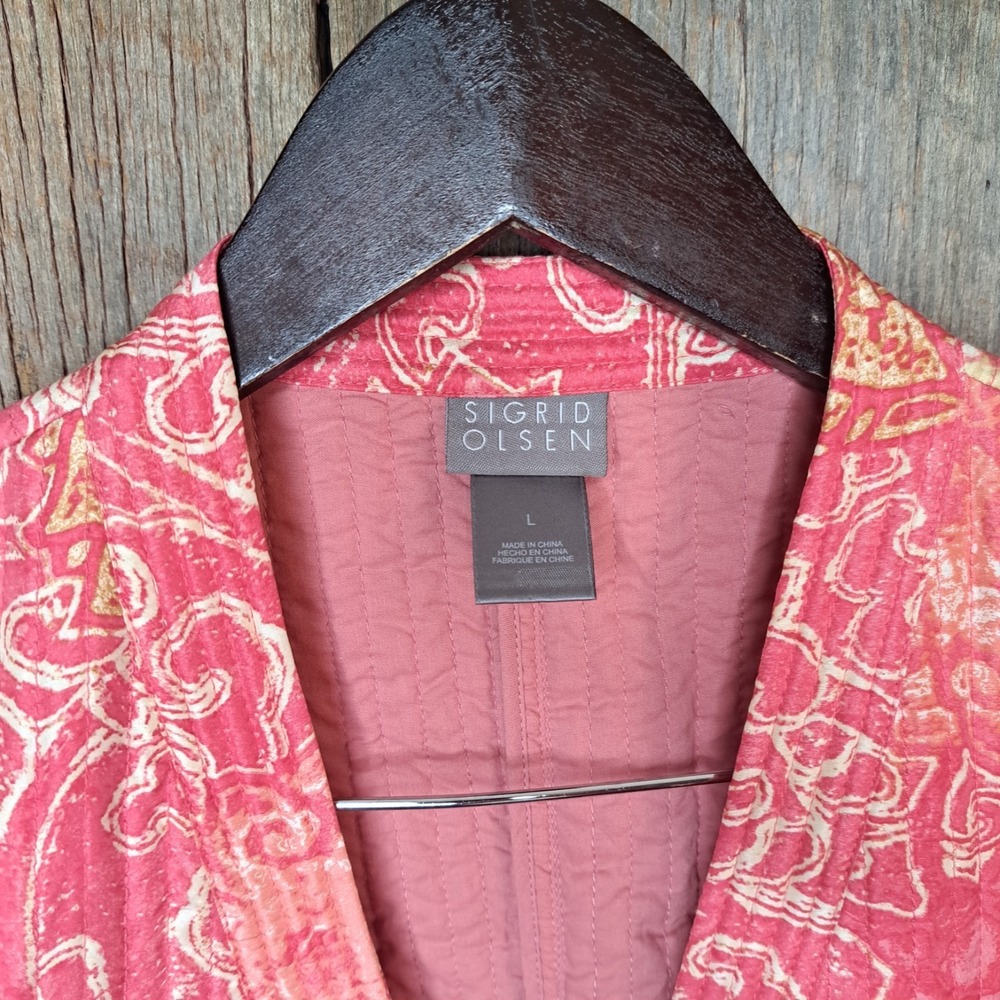 Vintage Silk Artisan Asian Inspired Quilted Blazer Sigrid Olsen Women's Large